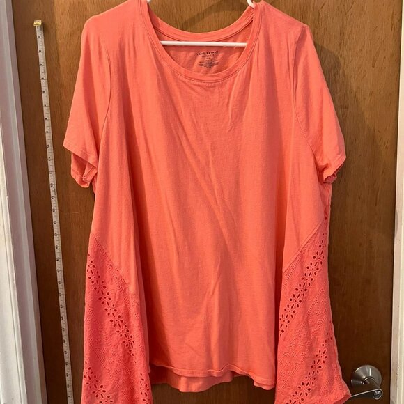 Size 18/20 - Lane Bryant - Dark Peach Swing Tee w/Eyelet Trim - Picture 1 of 6